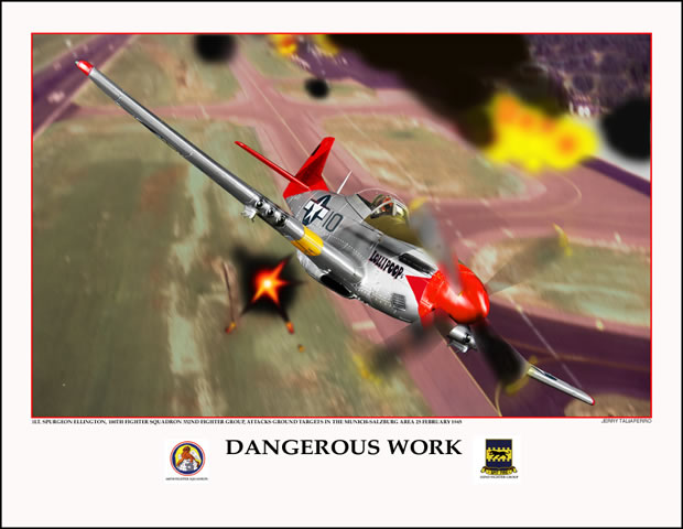 "Dangerous Work" Tuskegee Airmen P-51 Print by Jerry Taliaferro